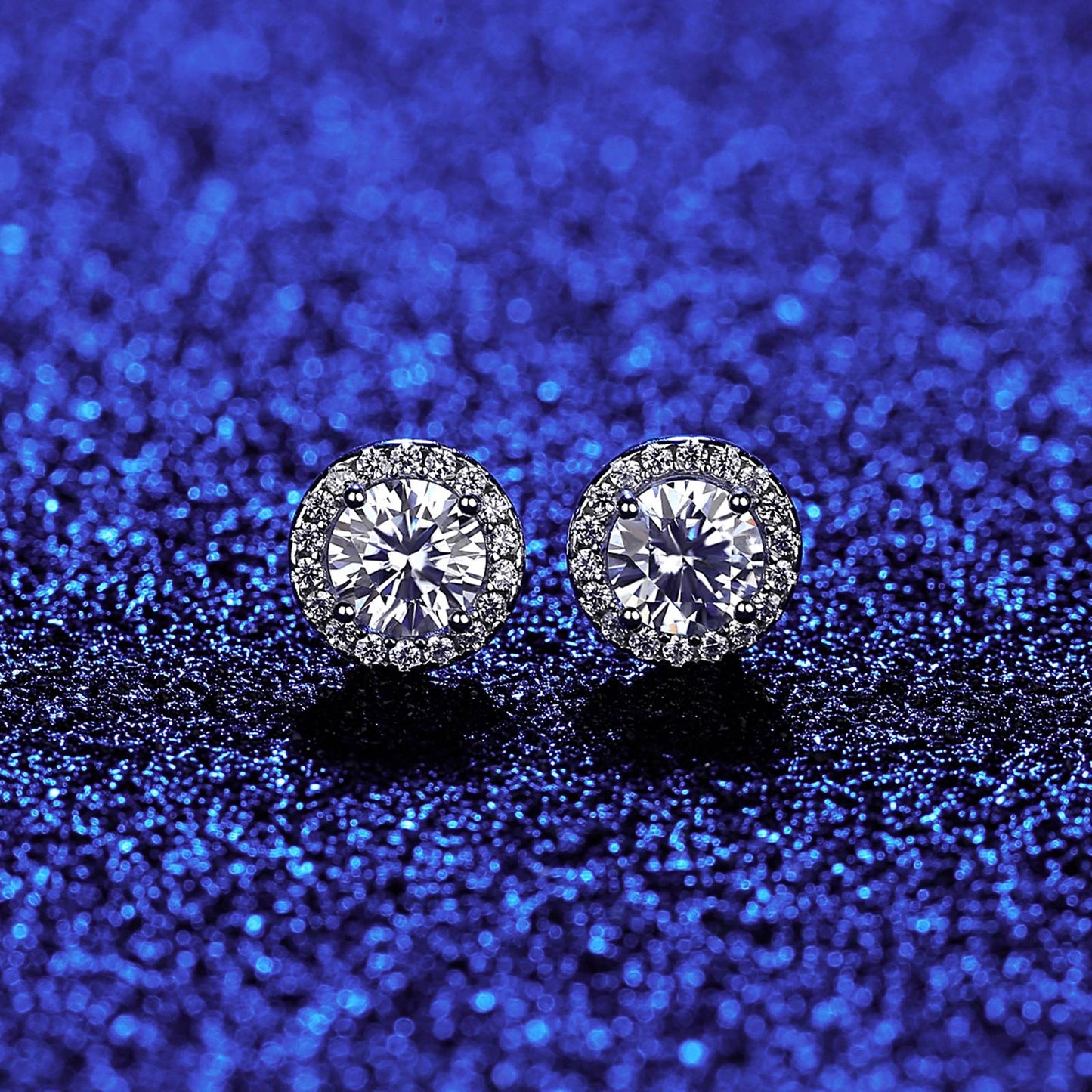 Cercei din argint eleganti rotunzi cu moissanite cesini femei