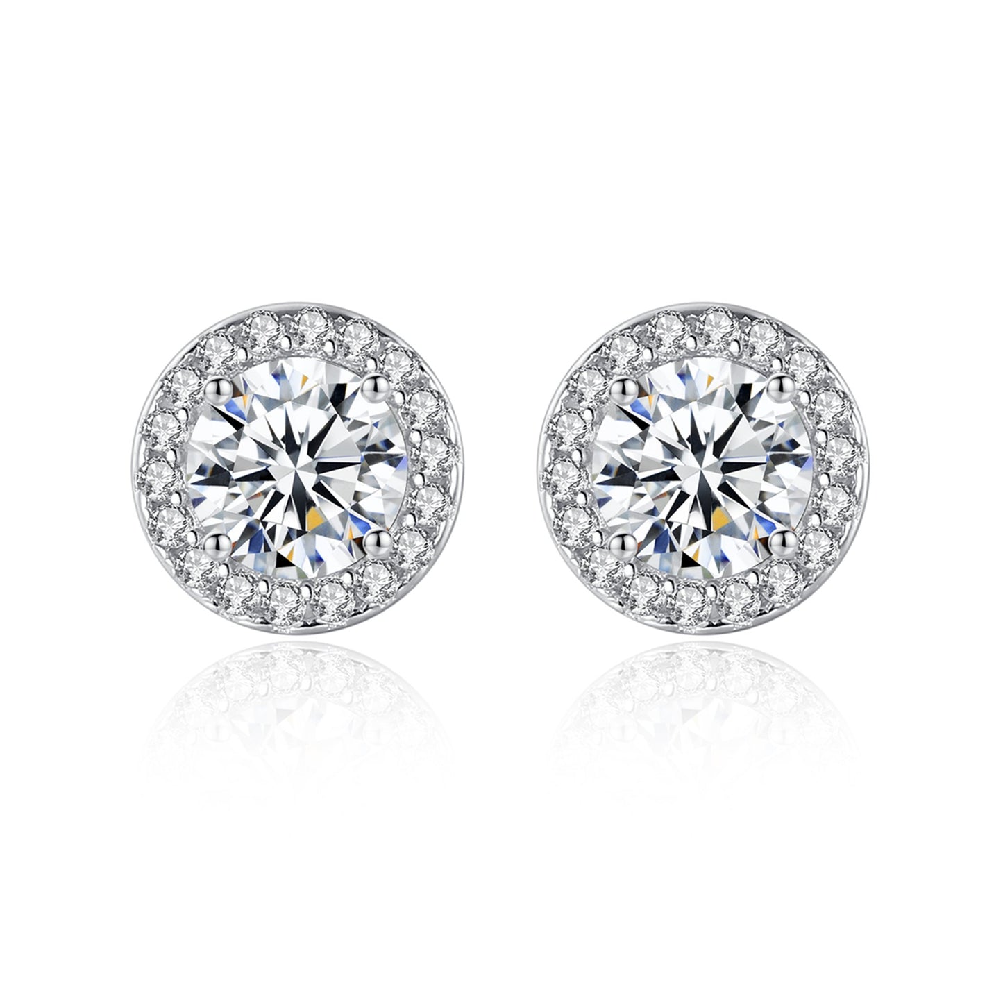 Cercei din argint eleganti rotunzi cu moissanite cesini