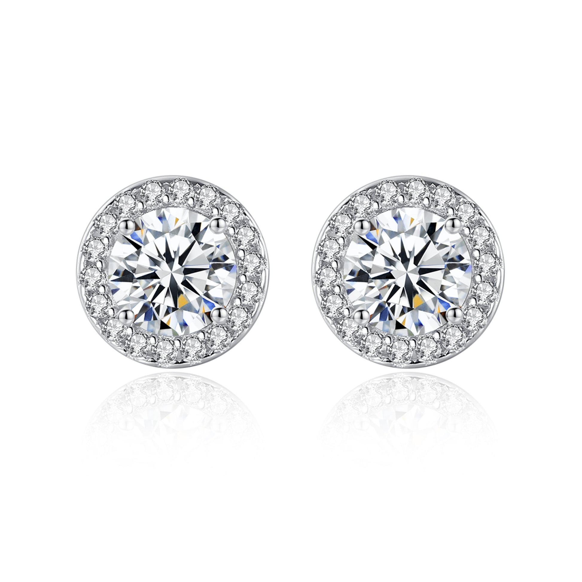 Cercei din argint eleganti rotunzi cu moissanite cesini