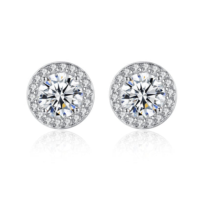 Cercei din argint eleganti rotunzi cu moissanite cesini