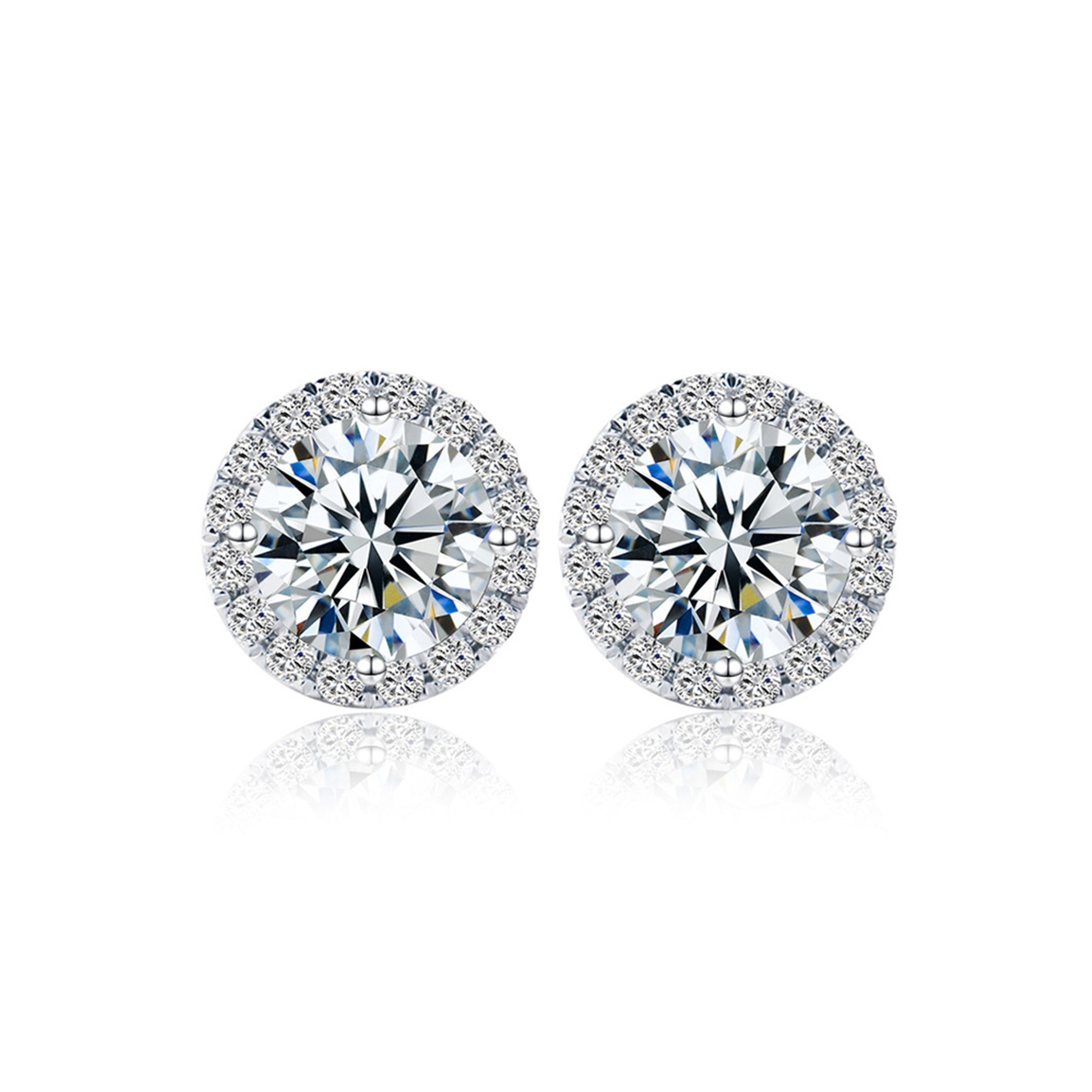 Cercei din argint eleganti rotunzi cu cristale zirconiu cesini