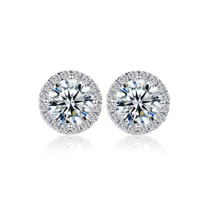 Cercei din argint eleganti rotunzi cu cristale zirconiu cesini