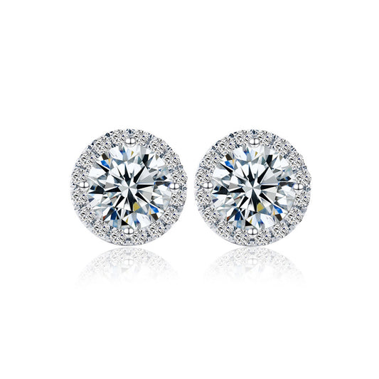 Cercei din argint eleganti rotunzi cu cristale zirconiu cesini