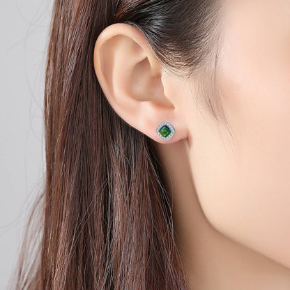 Set din argint geometric colier si cercei cu opal si zirconiu cesini femei