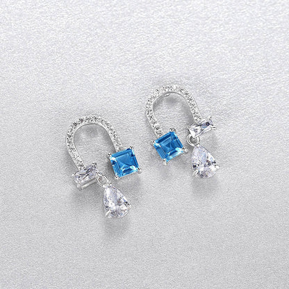 Set din argint colier si cercei cu topaz si zirconiu cesini cadou