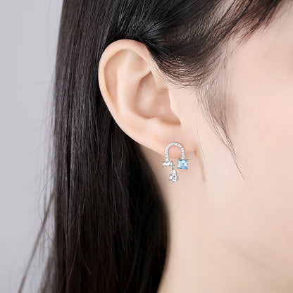 Cercei din argint eleganti cu topaz si cristale zirconiu cesini femei
