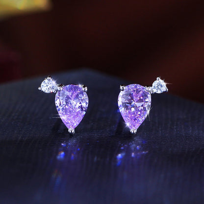 Cercei din argint lacrima cu topaz albastru si zirconiu cesini cadou