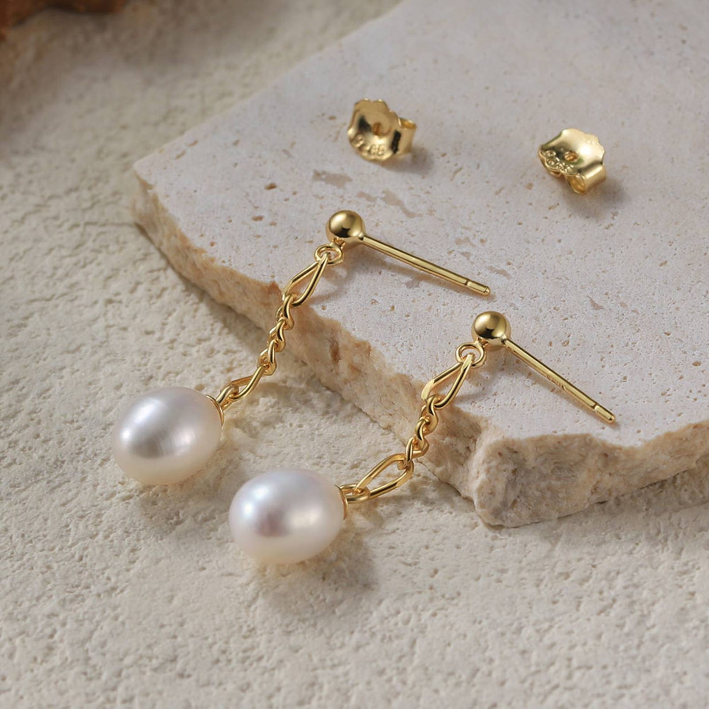 Cercei din Argint Italian Link Pearls