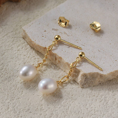 Cercei din Argint Italian Link Pearls
