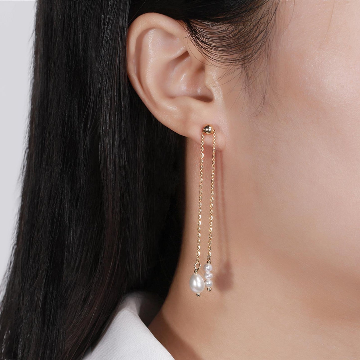 Set din argint elegant placat cu aur colier si cercei cu perle naturale cesini femei