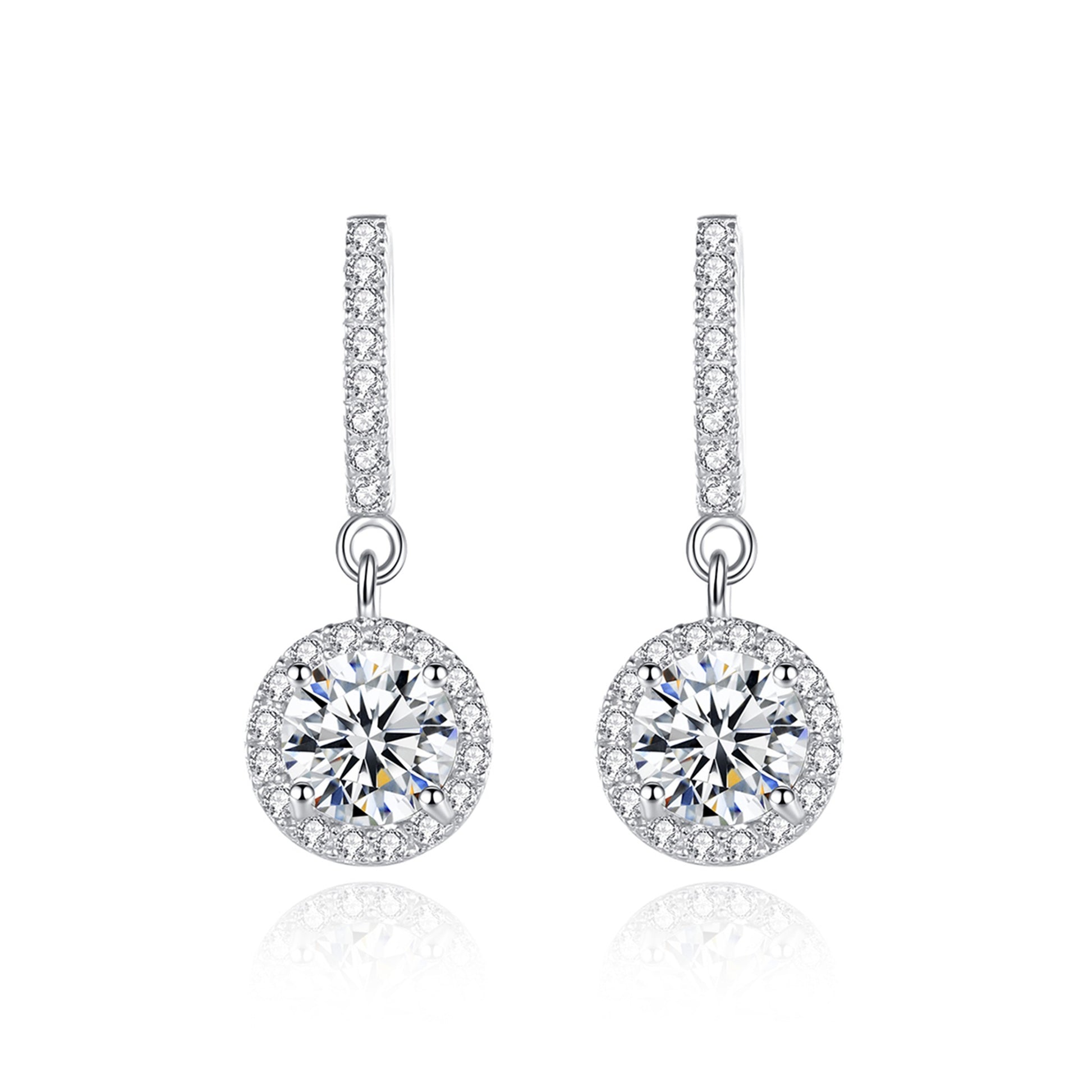 Cercei din argint lungi rotunzi eleganti cu moissanite cesini