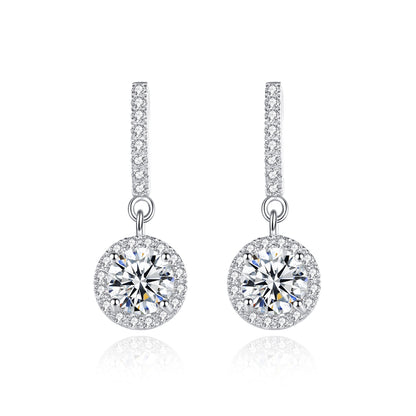 Cercei din argint lungi rotunzi eleganti cu moissanite cesini