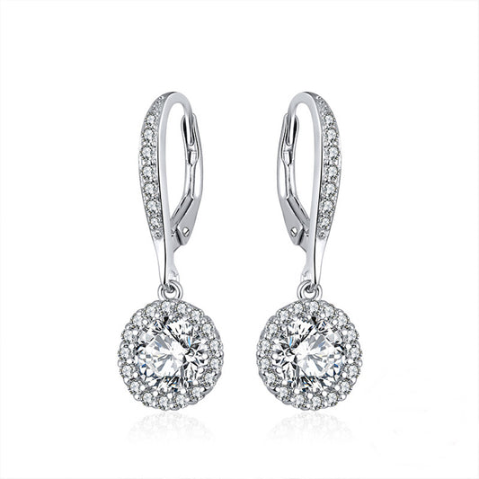 Cercei din argint eleganti lungi cu cristale zirconiu cesini