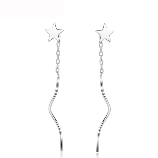 Cercei din argint lungi cu stelute cesini