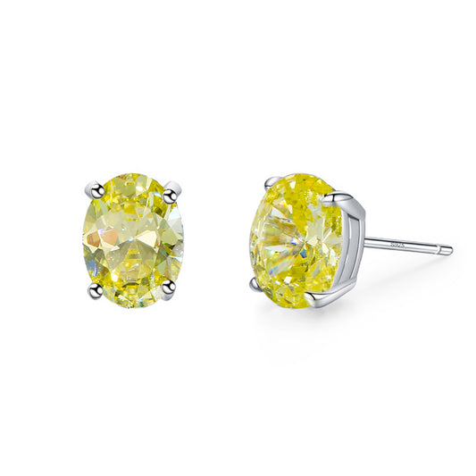 Cercei din argint oval cu citrin cesini