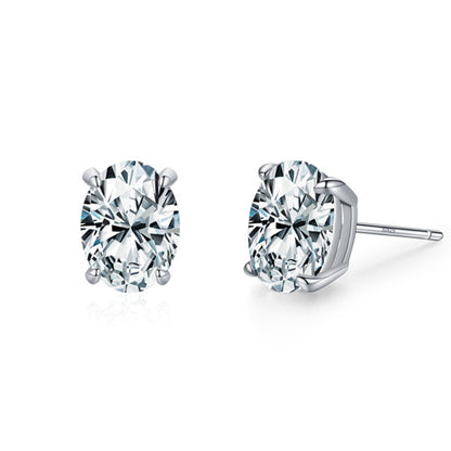 Cercei din argint oval cu zirconiu cesini