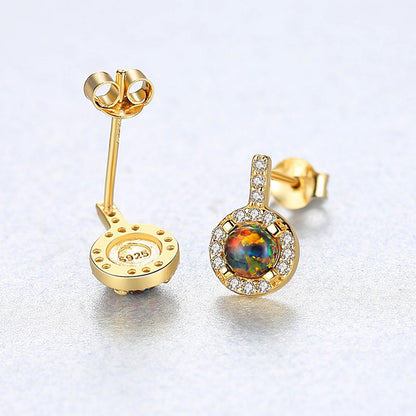 Cercei din Argint Oksana Gold Opal