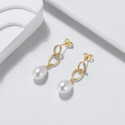 Cercei din Argint Gold Midway Pearls