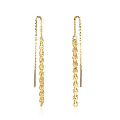 Cercei din argint placati cu aur eleganti lungi cesini