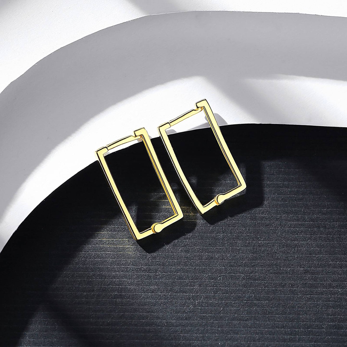 Cercei din argint placati cu aur rectangulari cesini femei