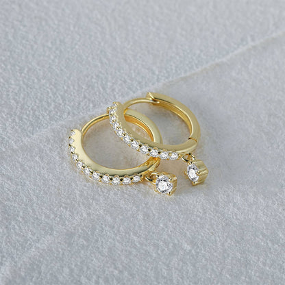 Cercei din argint placati cu aur eleganti lungi cu cristale zirconiu cesini cadou