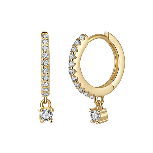 Cercei din argint placati cu aur eleganti lungi cu cristale zirconiu cesini