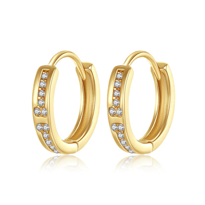 Cercei din argint placati cu aur rotunzi cu cristale zirconiu cesini