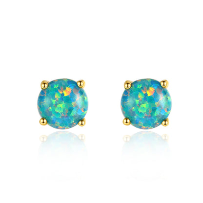 Cercei din argint placati cu aur cu opal multicolor cesini