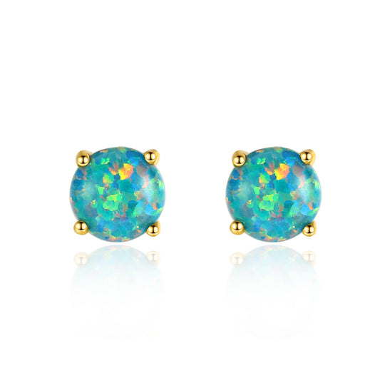 Cercei din argint placati cu aur cu opal multicolor cesini