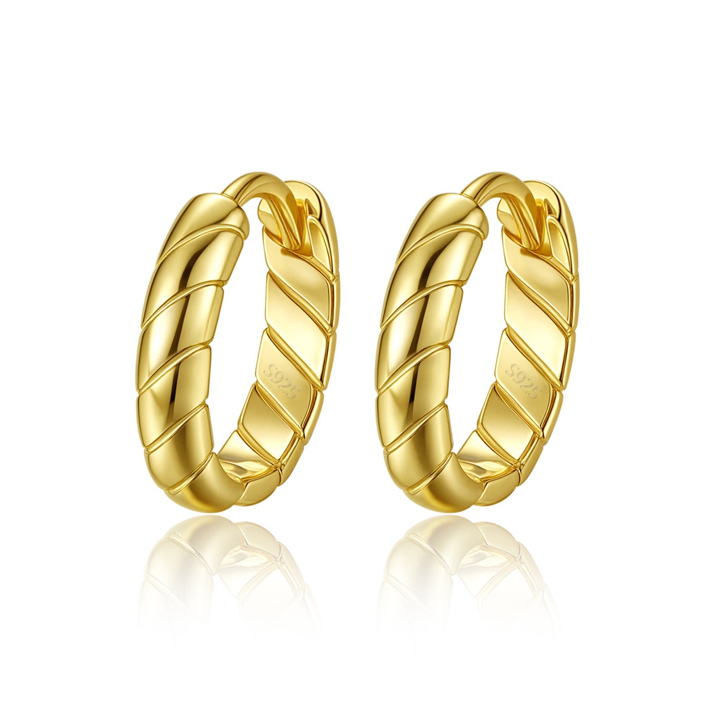 Cercei din argint rotunzi snake placati cu aur cesini