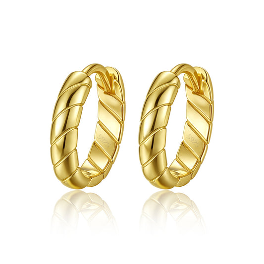 Cercei din argint rotunzi snake placati cu aur cesini