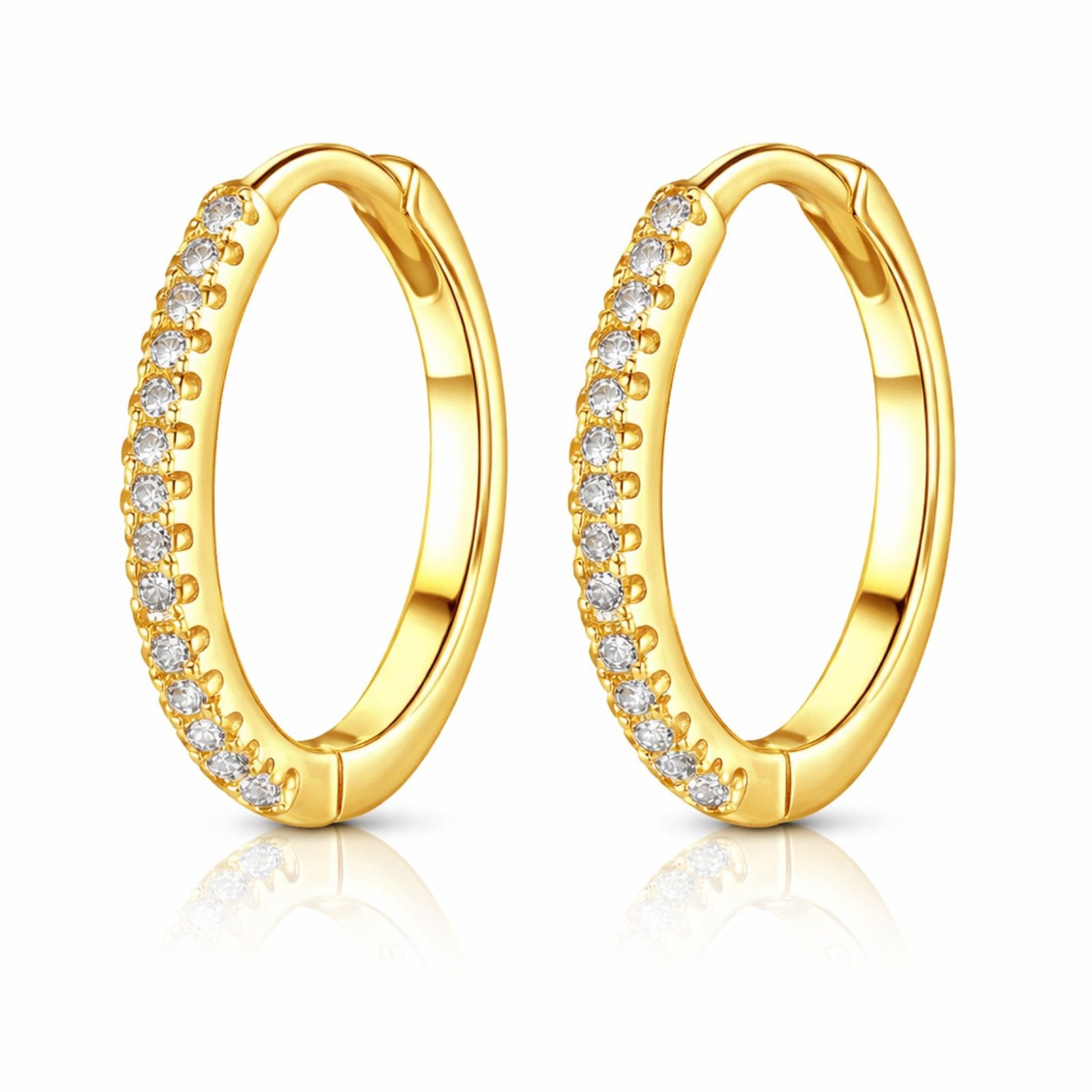 Cercei din argint placati cu aur tennis rotunzi eleganti cu cristale zirconiu cesini