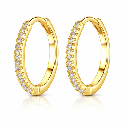 Cercei din argint placati cu aur tennis rotunzi eleganti cu cristale zirconiu cesini