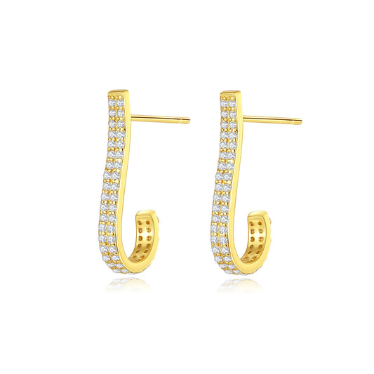 Cercei argint placati cu aur cu cristale zirconiu cesini