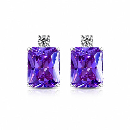 Cercei din argint rectangulari cu topaz albastru si zirconiu cesini