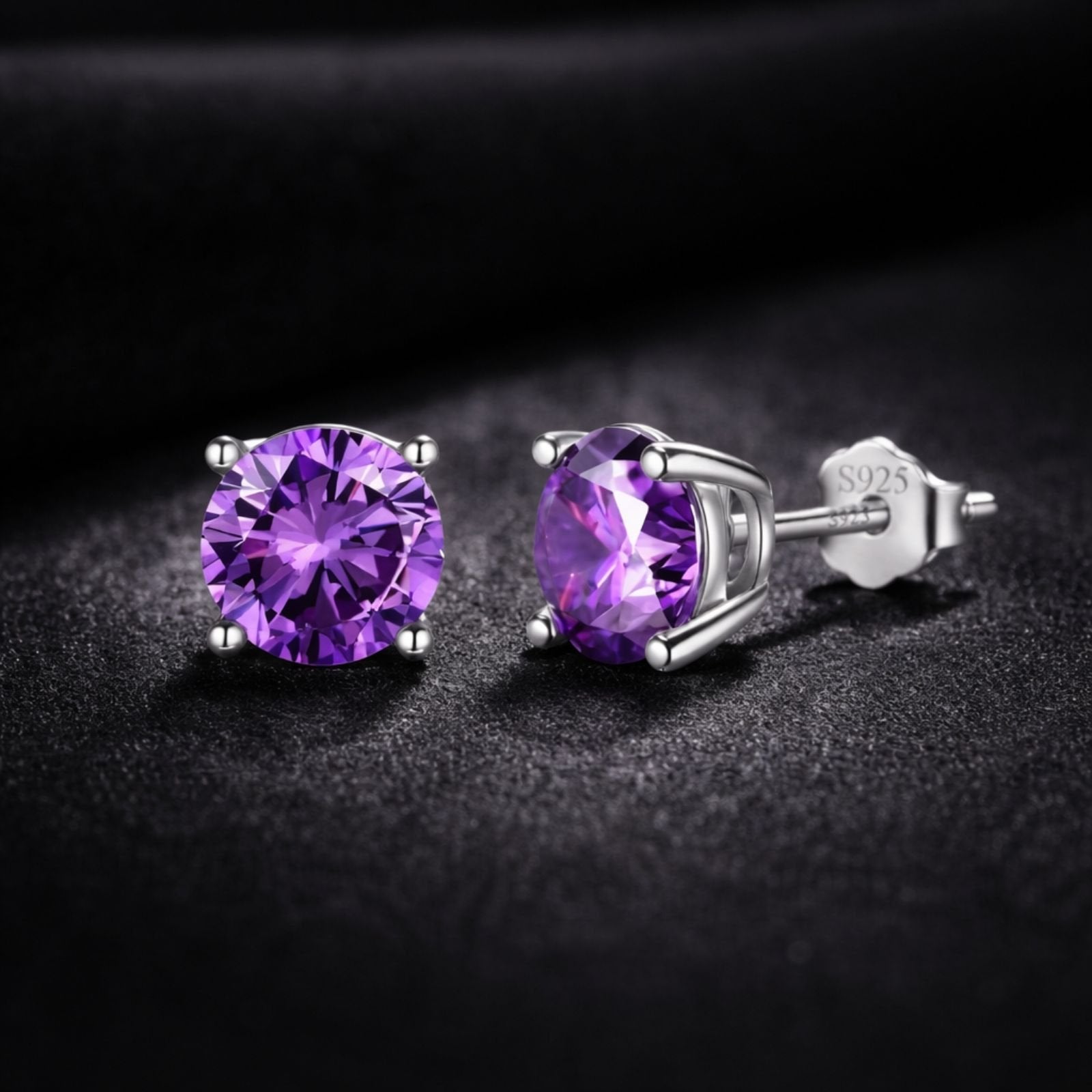 Cercei din argint rotunzi eleganti cu cristale zirconiu albastru cesini cadou