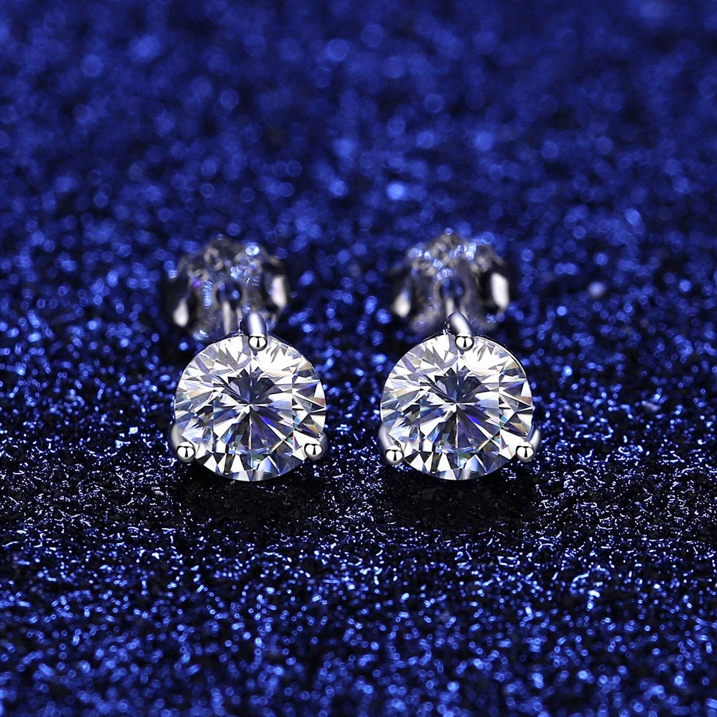 Cercei din argint rotunzi cu moissanite cesini femei