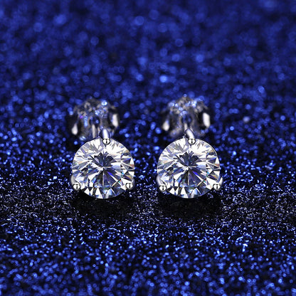 Cercei din argint rotunzi cu moissanite cesini femei