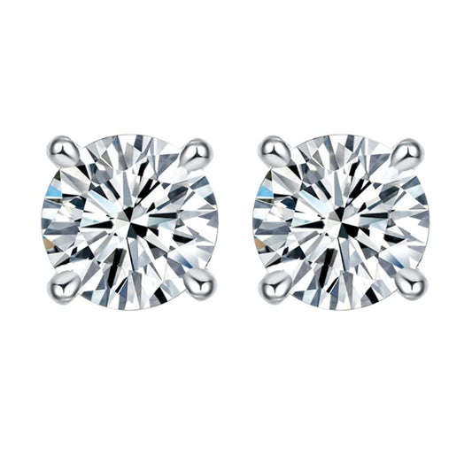 Cercei din argint rotunzi cu cristale zirconiu cesini