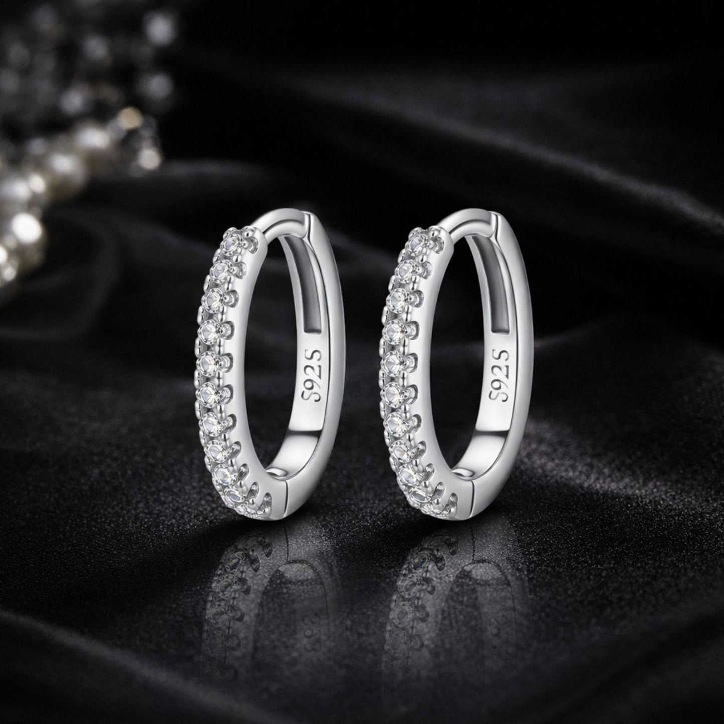 Cercei din argint eleganti rotunzi tennis cu cristale zirconiu cesini cadou