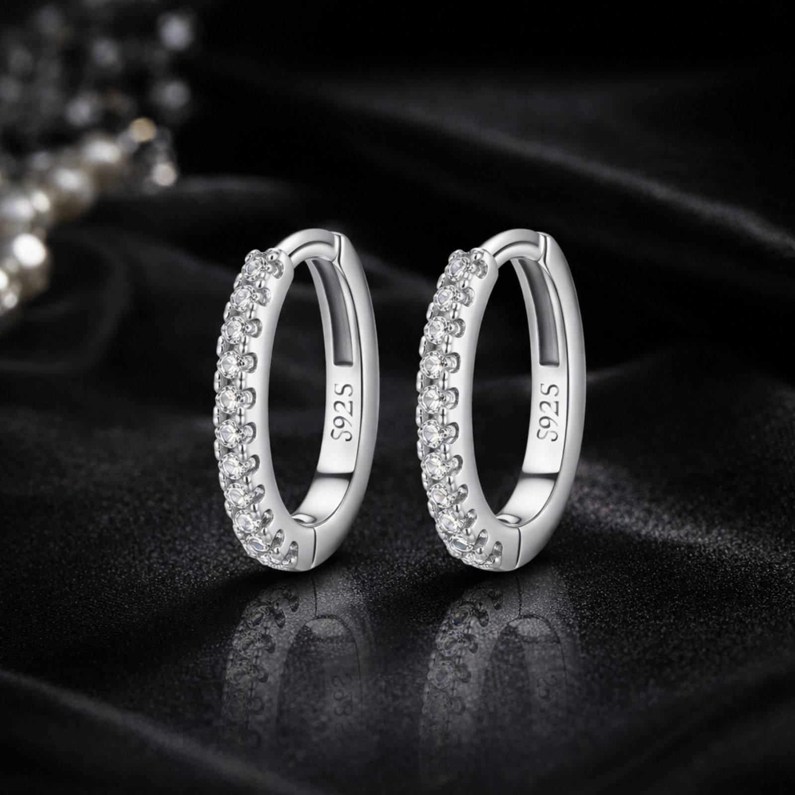 Cercei din argint eleganti rotunzi tennis cu cristale zirconiu cesini cadou