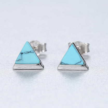 Cercei din argint triunghiulari cu turcoaz cesini femei