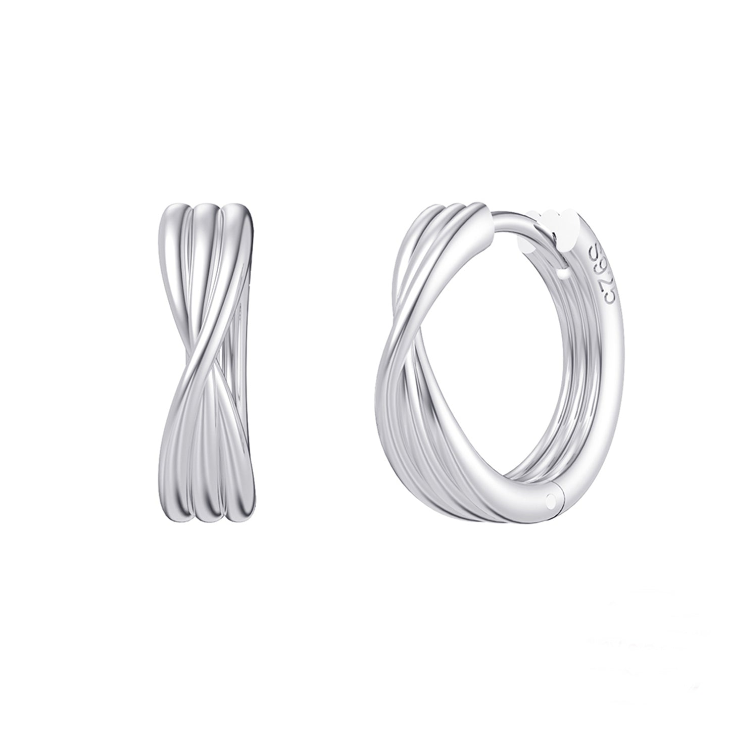 Cercei din argint eleganti rotunzi infinity lines fara pietre simpli cesini