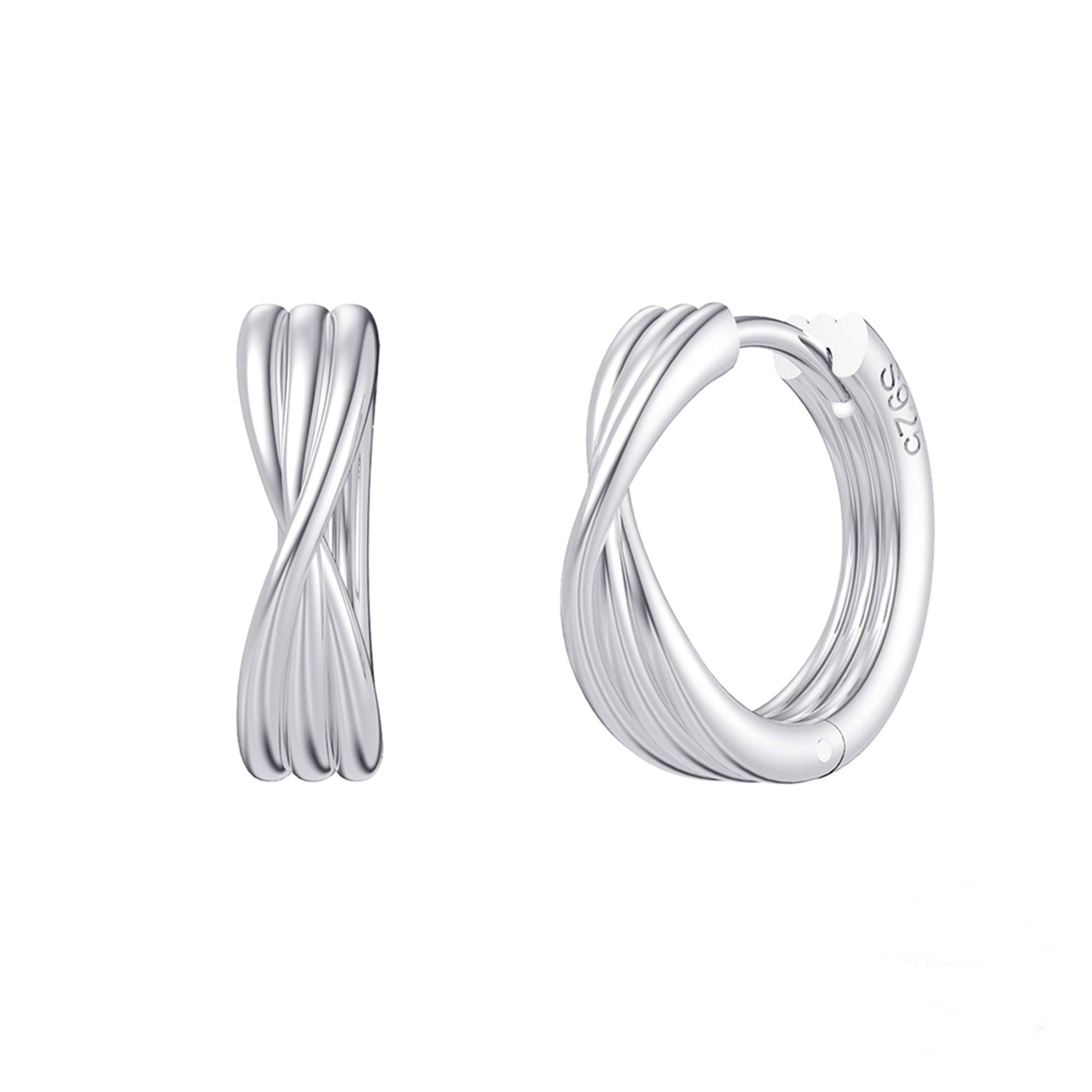 Cercei din argint eleganti rotunzi infinity lines fara pietre simpli cesini