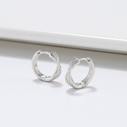 Cercei din argint eleganti rotunzi infinity lines fara pietre simpli cesini cadou