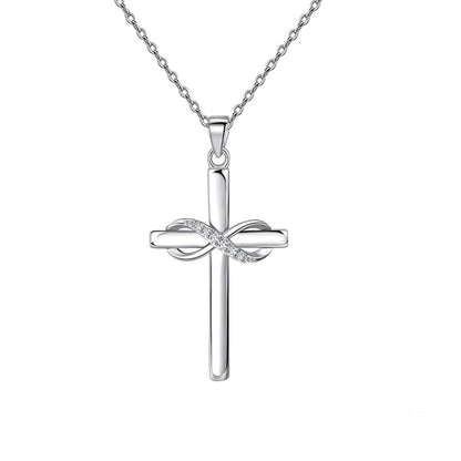 Colier din argint cu cruciulita si cristale zirconiu cesini