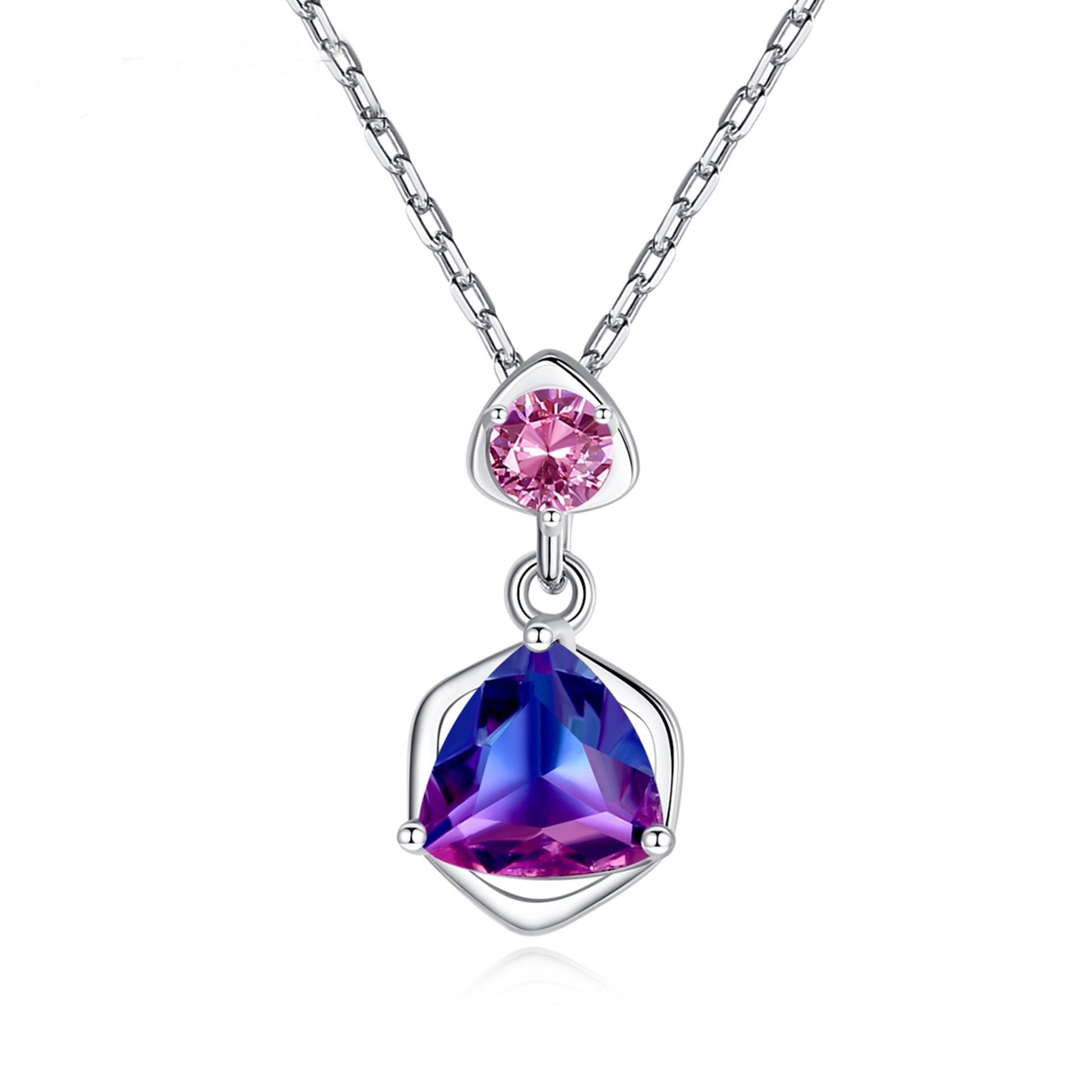 Colier din argint elegant geometric cu topaz si cristale zirconiu cesini