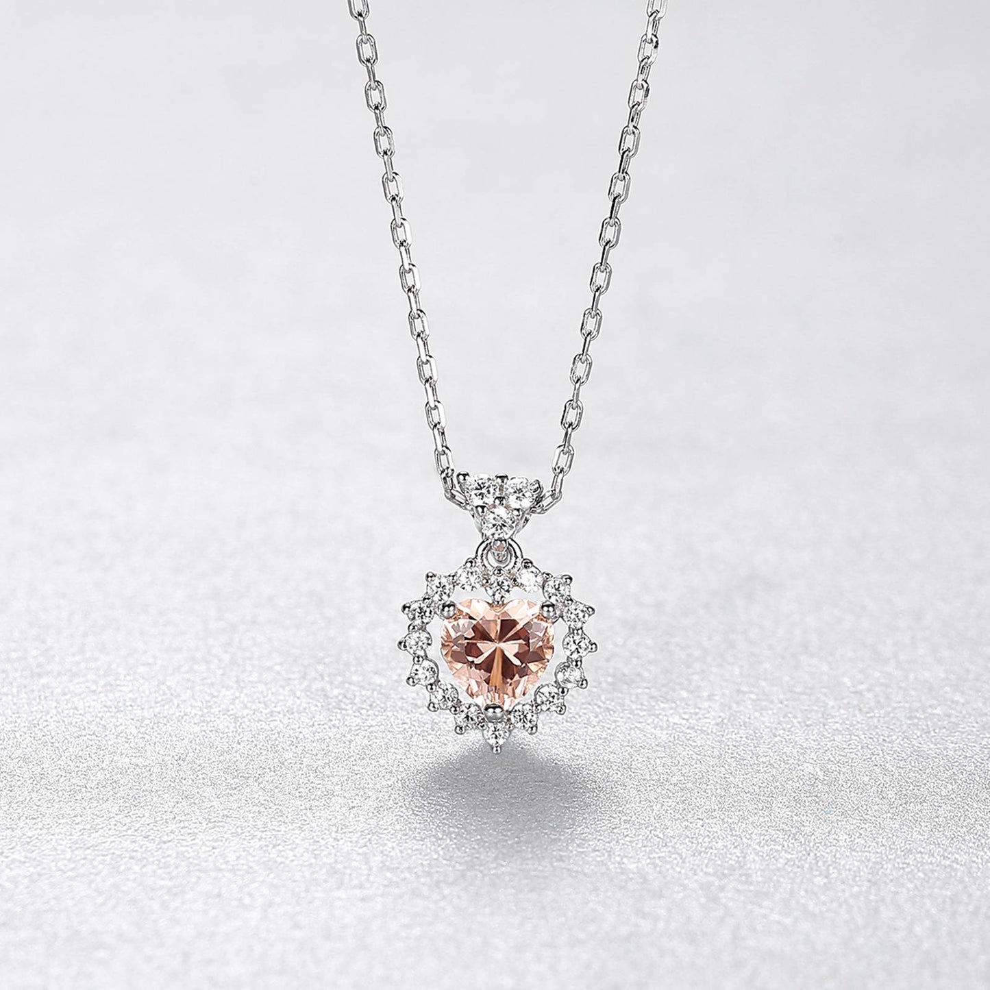 Colier din argint elegant inima cu citrin si cristale zirconiu cesini cadou