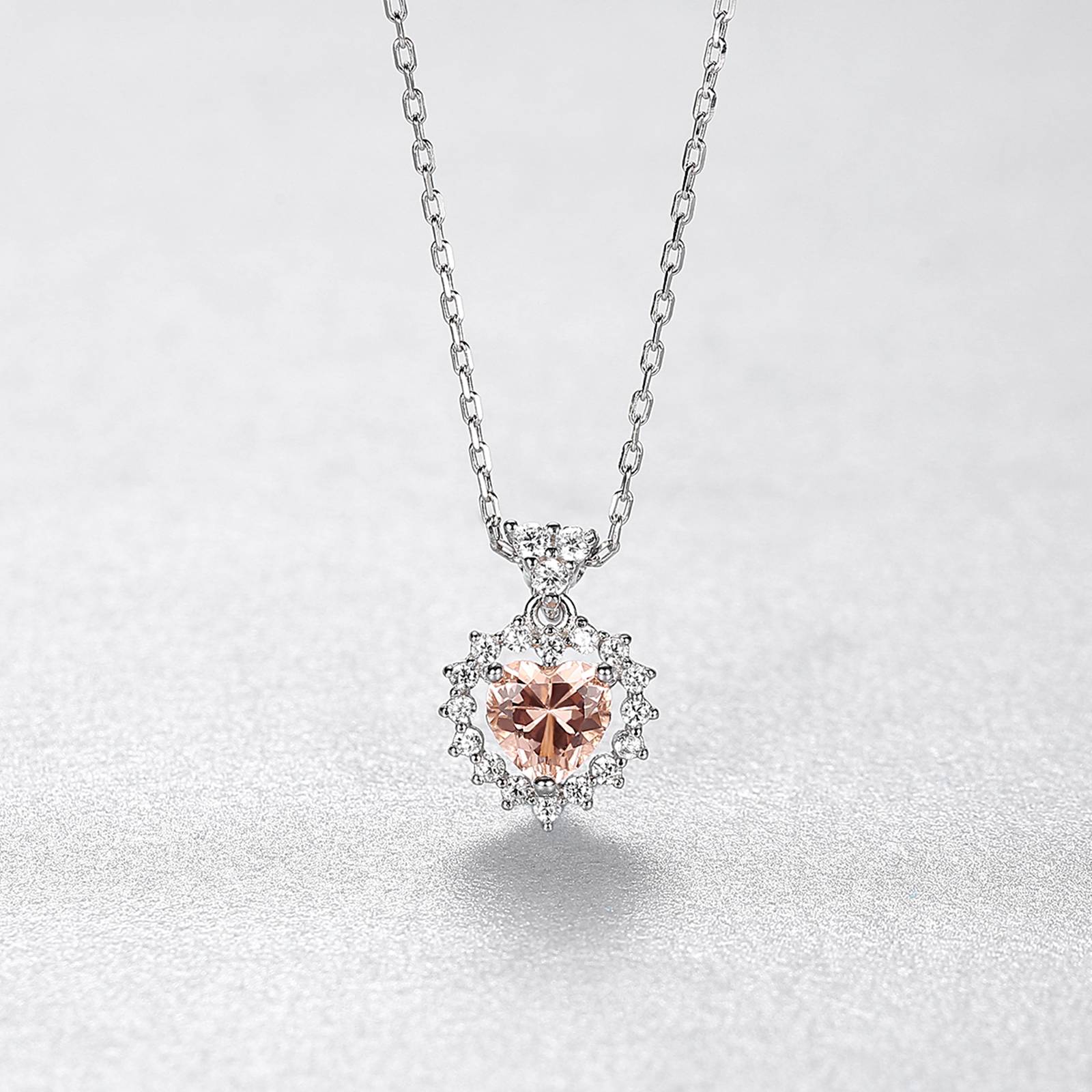 Colier din argint elegant inima cu citrin si cristale zirconiu cesini cadou