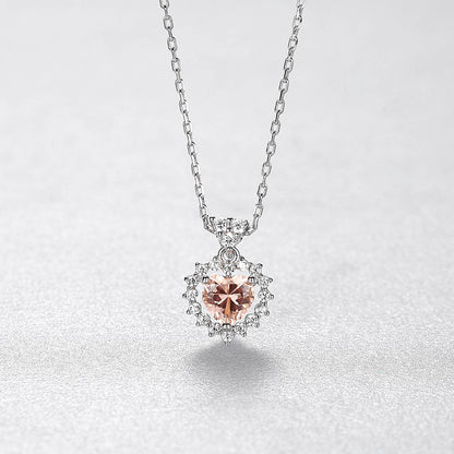 Colier din argint elegant inima cu citrin si cristale zirconiu cesini cadou